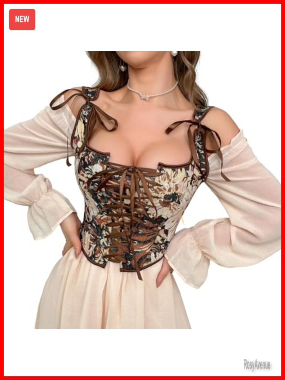 Renaissance Corset Top Lace Up Overbust Bustier Waist Cincher Bodice